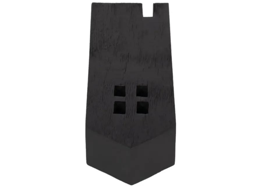 12" Wood House Decor, Black