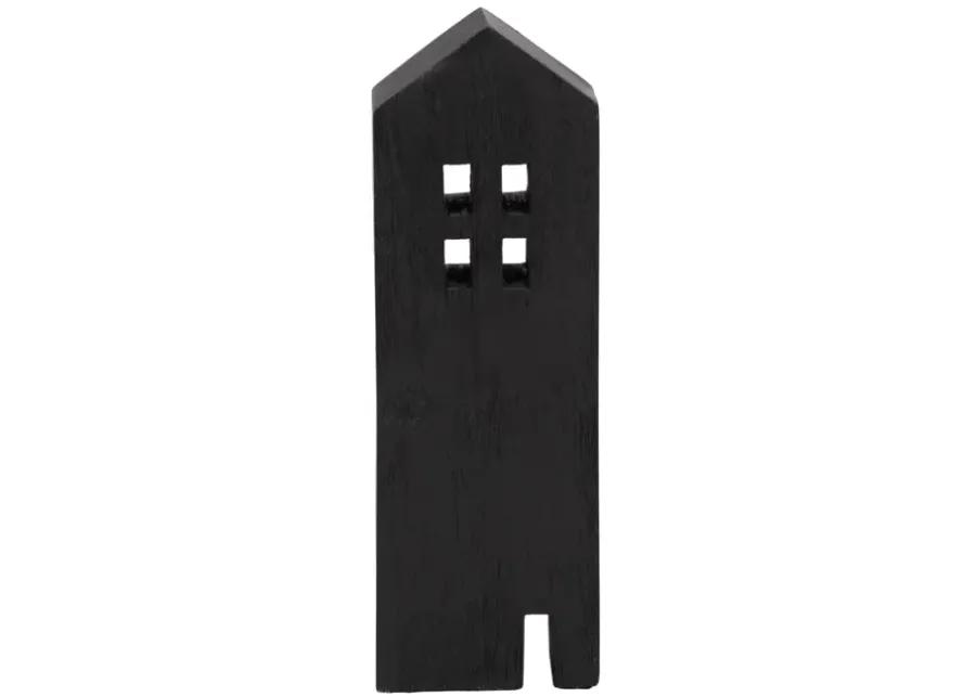 12" Wood House Decor, Black