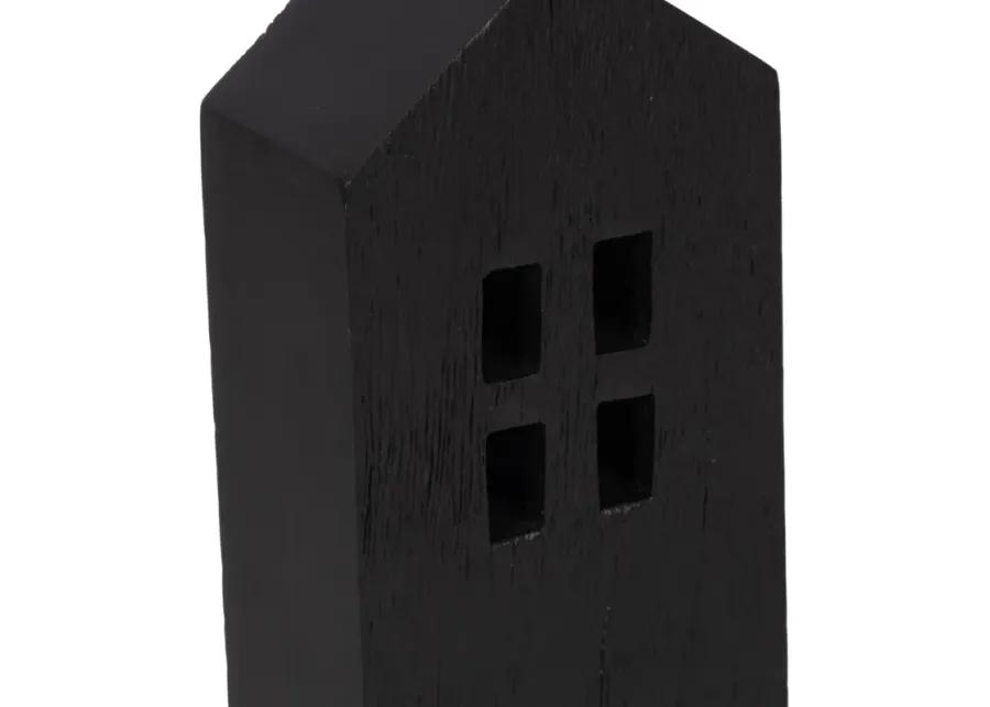 12" Wood House Decor, Black