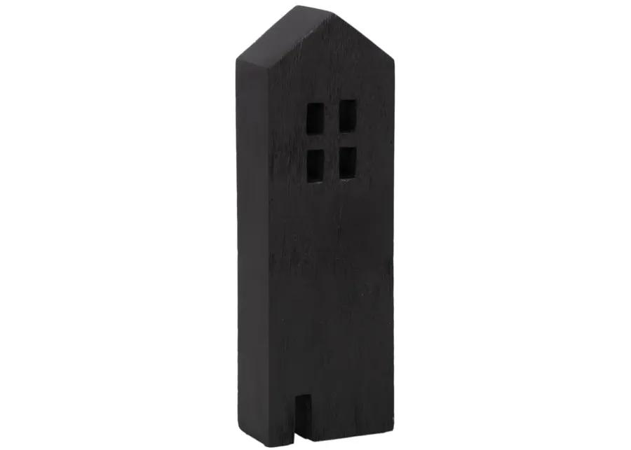 12" Wood House Decor, Black