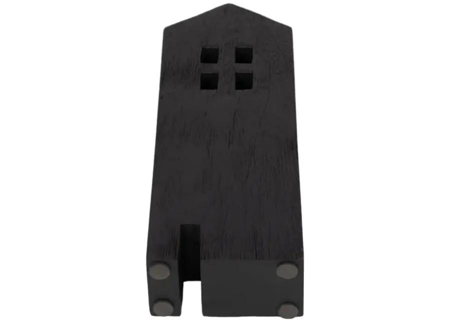 12" Wood House Decor, Black