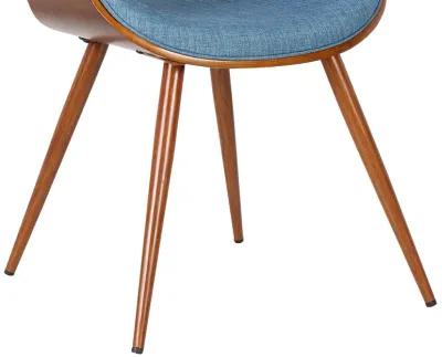 Butterfly Mid-Century Dining Chair in Walnut Finish and Blue Fabric