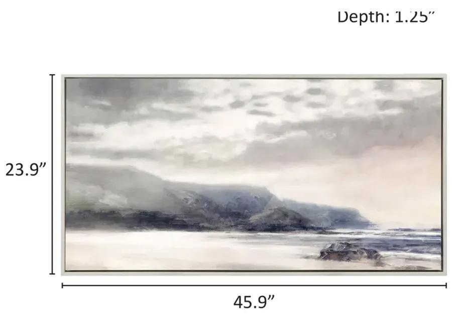 Moody Coast Hand Embellished Landscape Framed Canvas Wall Art