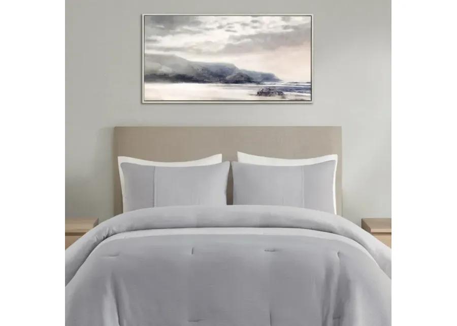 Moody Coast Hand Embellished Landscape Framed Canvas Wall Art