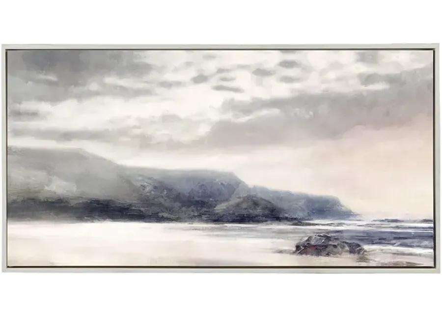 Moody Coast Hand Embellished Landscape Framed Canvas Wall Art