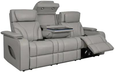 Octavia 86" Zero Gravity Power Reclining Sofa with Heat and Massage in Silver and Gray Leather