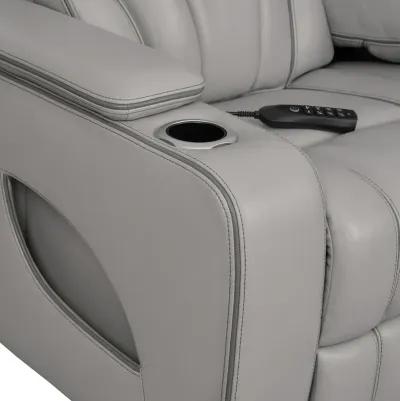 Octavia 86" Zero Gravity Power Reclining Sofa with Heat and Massage in Silver and Gray Leather