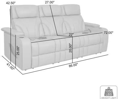 Octavia 86" Zero Gravity Power Reclining Sofa with Heat and Massage in Silver and Gray Leather