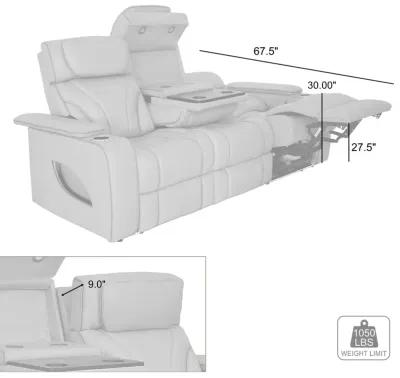 Octavia 86" Zero Gravity Power Reclining Sofa with Heat and Massage in Silver and Gray Leather