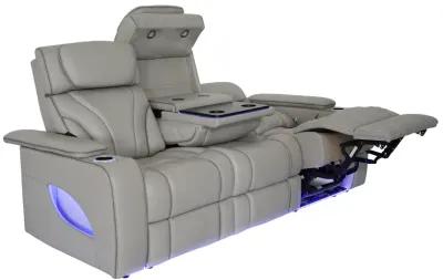 Octavia 86" Zero Gravity Power Reclining Sofa with Heat and Massage in Silver and Gray Leather