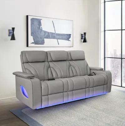 Octavia 86" Zero Gravity Power Reclining Sofa with Heat and Massage in Silver and Gray Leather