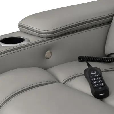 Octavia 86" Zero Gravity Power Reclining Sofa with Heat and Massage in Silver and Gray Leather