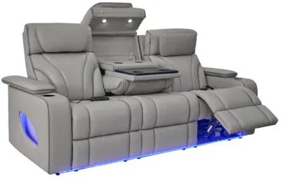 Octavia 86" Zero Gravity Power Reclining Sofa with Heat and Massage in Silver and Gray Leather