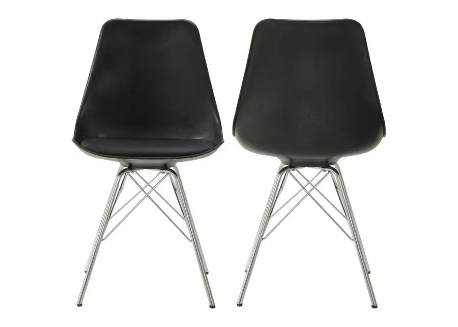 Juniper Armless Dining Chairs Black and Chrome (Set of 2)