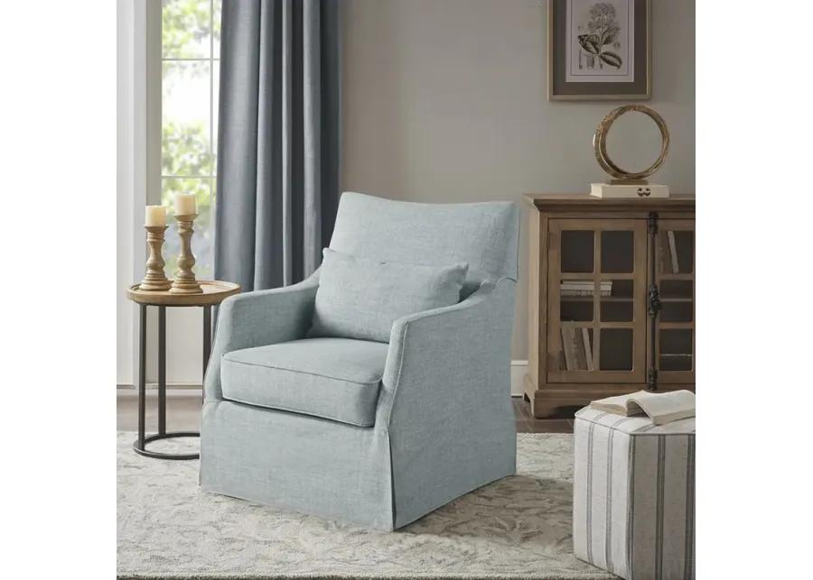 Martha Stewart London Light Blue Skirted Swivel Chair