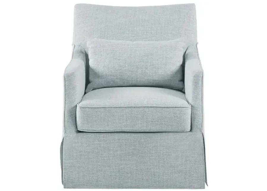 Martha Stewart London Light Blue Skirted Swivel Chair