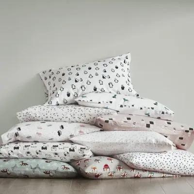 Intelligent Design Cozy Soft Grey Stars Cotton Flannel Printed Sheet Set