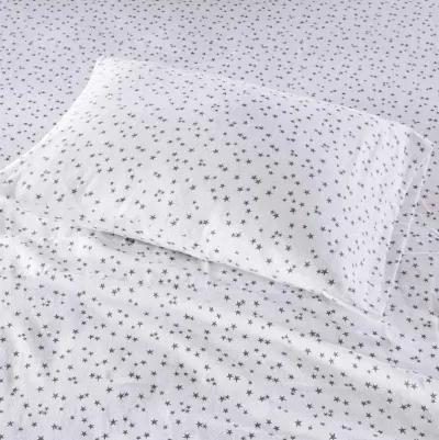 Intelligent Design Cozy Soft Grey Stars Cotton Flannel Printed Sheet Set