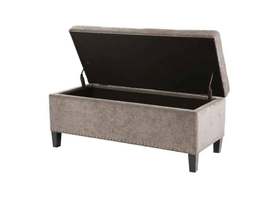 Madison Park Shandra II Taupe Tufted Top Soft Close Storage Bench