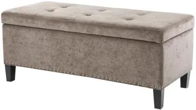 Madison Park Shandra II Taupe Tufted Top Soft Close Storage Bench