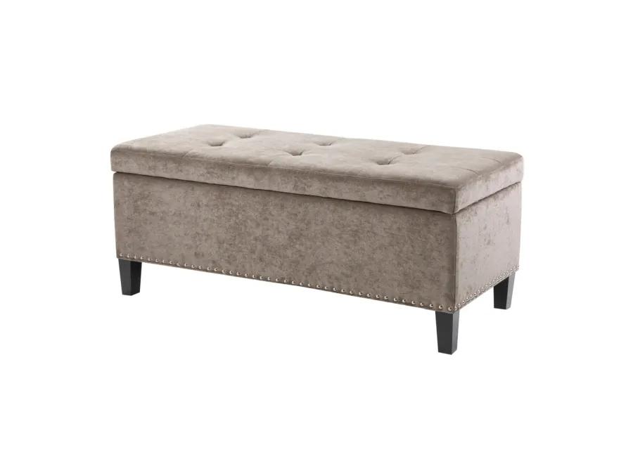 Madison Park Shandra II Taupe Tufted Top Soft Close Storage Bench