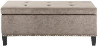 Madison Park Shandra II Taupe Tufted Top Soft Close Storage Bench