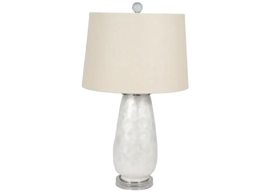 28" Capiz Table Lamp Acrylic Base, Champagne