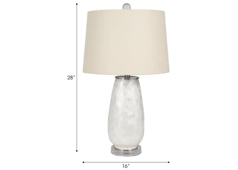 28" Capiz Table Lamp Acrylic Base, Champagne