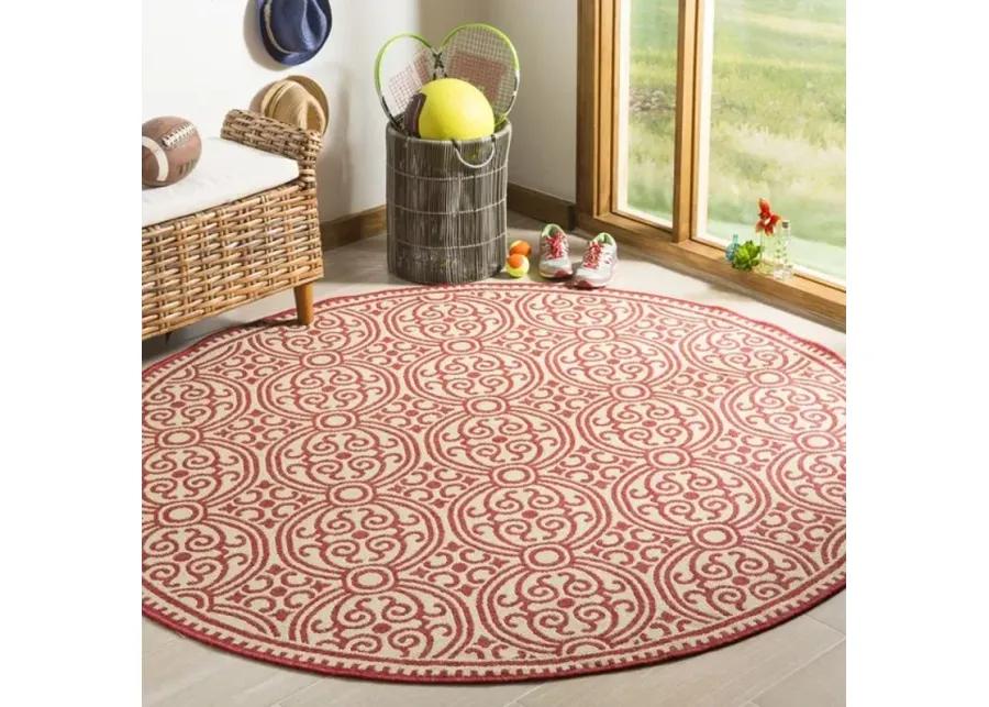 LINDEN 134 Collection LND134Q-6R Red / Creme 6'-7" X 6'-7" Round