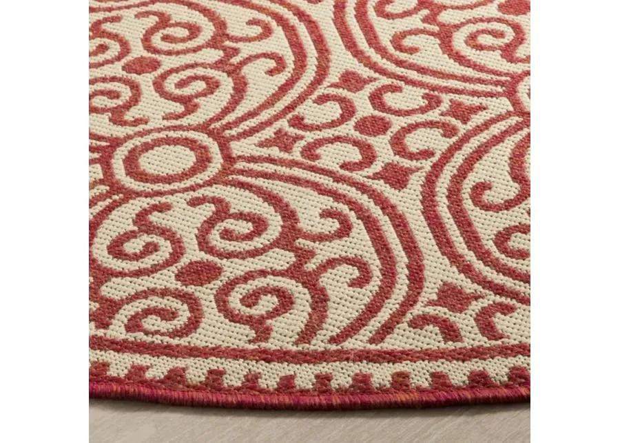 LINDEN 134 Collection LND134Q-6R Red / Creme 6'-7" X 6'-7" Round