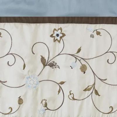 Madison Park Serene Blue Embroidered Window Valance