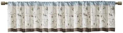 Madison Park Serene Blue Embroidered Window Valance