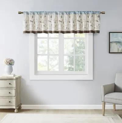 Madison Park Serene Blue Embroidered Window Valance