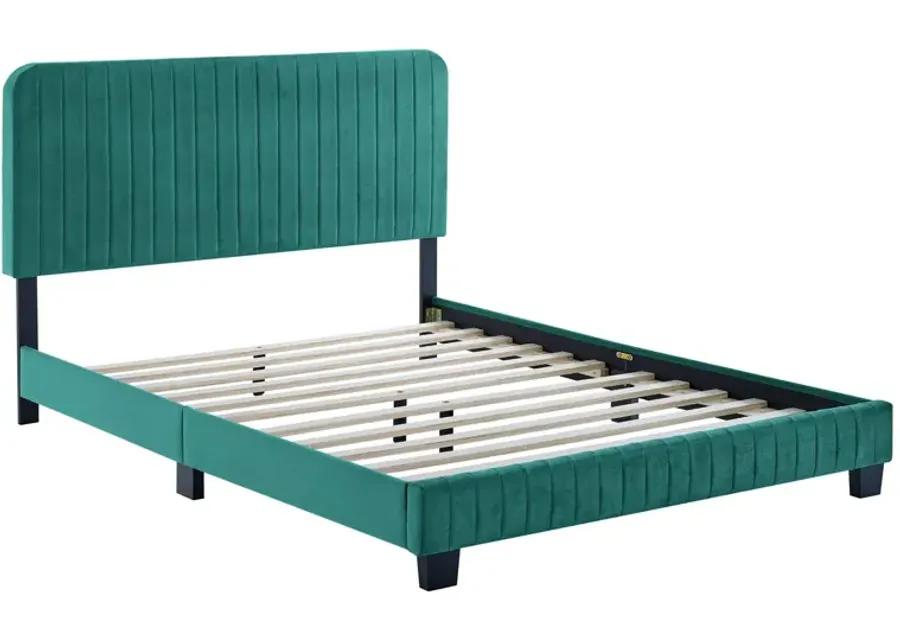 Celine Channel Tufted Performance Velvet King Platform Bed