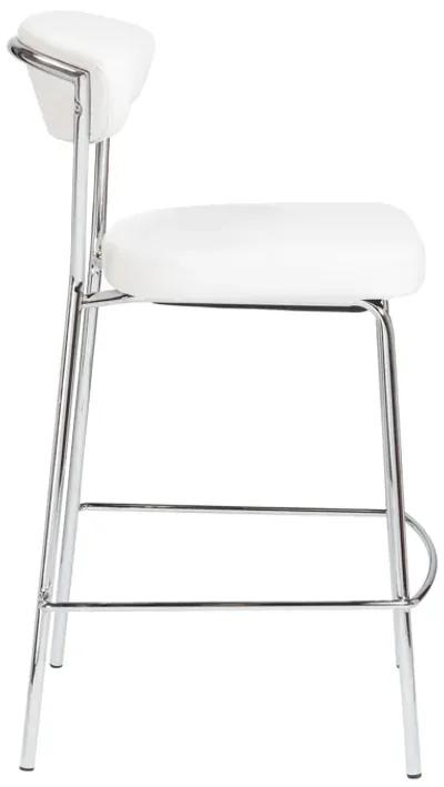 Draco-C Counter Stool In White With Chrome Base  Frame And Base - Set Of 2