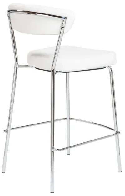 Draco-C Counter Stool In White With Chrome Base  Frame And Base - Set Of 2