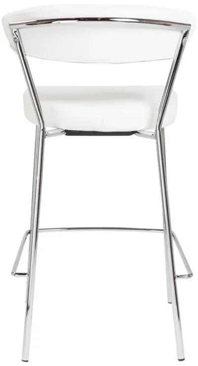 Draco-C Counter Stool In White With Chrome Base  Frame And Base - Set Of 2