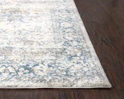 Bristol Beige/Blue All over Polypropylene/Polyester 2'7" x 8' Runner Rug