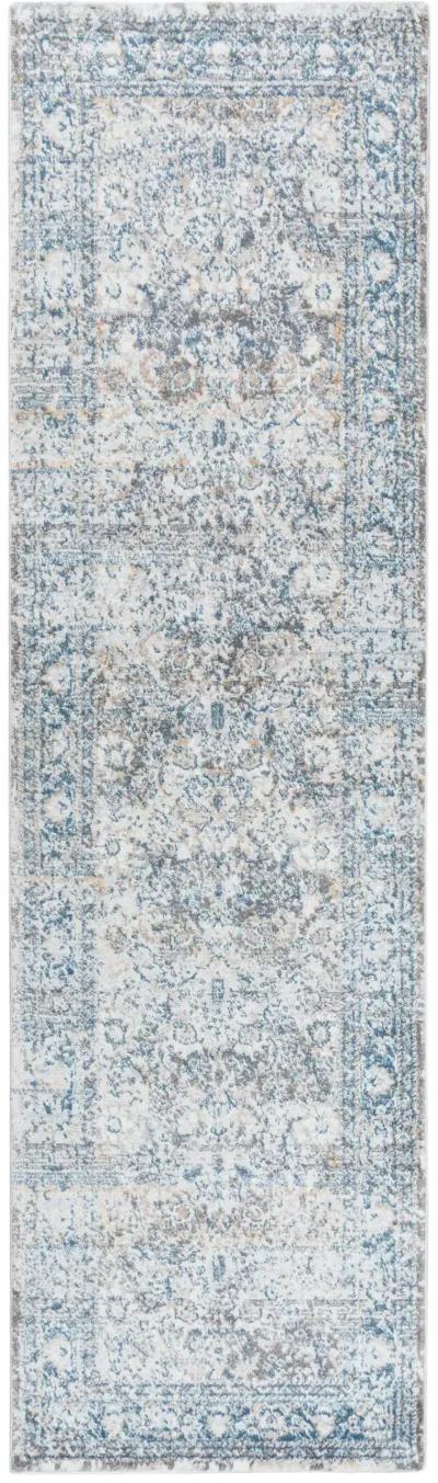 Bristol Beige/Blue All over Polypropylene/Polyester 2'7" x 8' Runner Rug