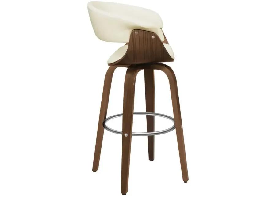 Zion Upholstered Swivel Bar Stool Walnut and Ecru