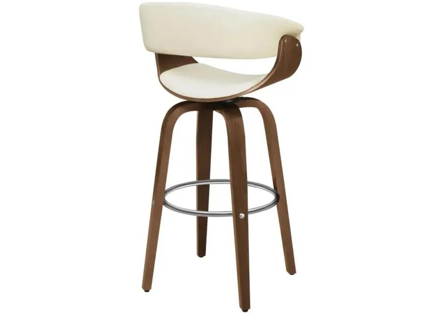 Zion Upholstered Swivel Bar Stool Walnut and Ecru