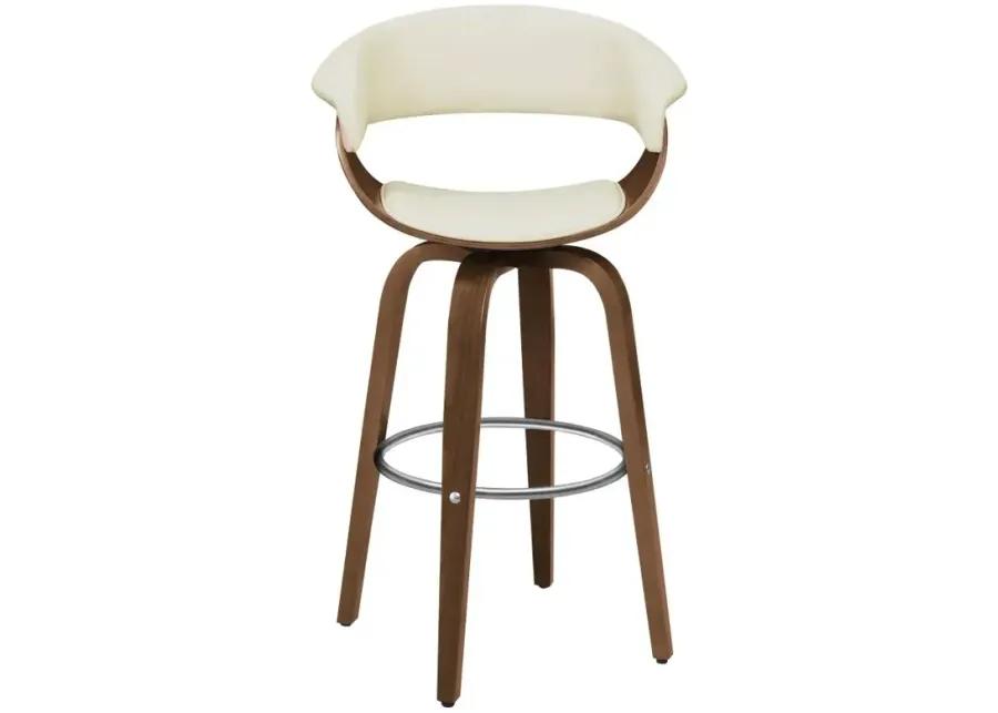 Zion Upholstered Swivel Bar Stool Walnut and Ecru