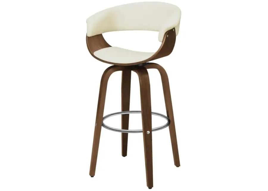 Zion Upholstered Swivel Bar Stool Walnut and Ecru