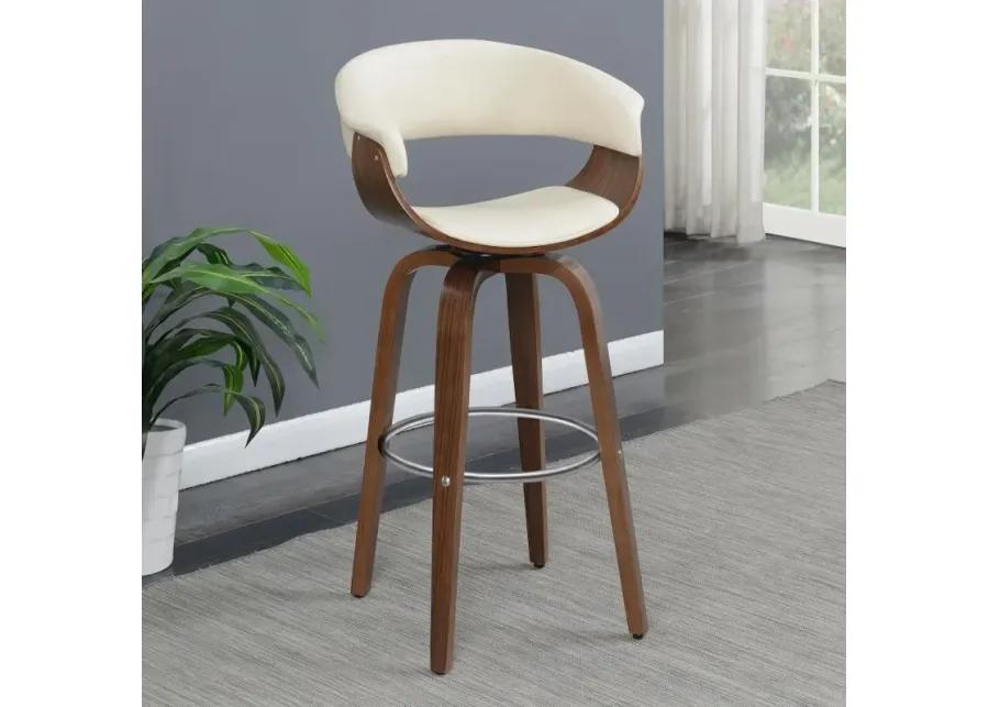 Zion Upholstered Swivel Bar Stool Walnut and Ecru