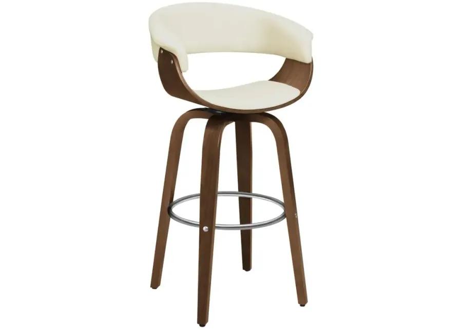 Zion Upholstered Swivel Bar Stool Walnut and Ecru