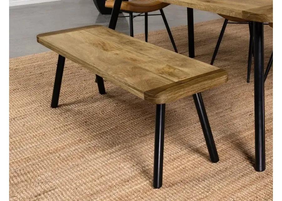 Maverick Rectangular Dining Bench Natural Mango and Black