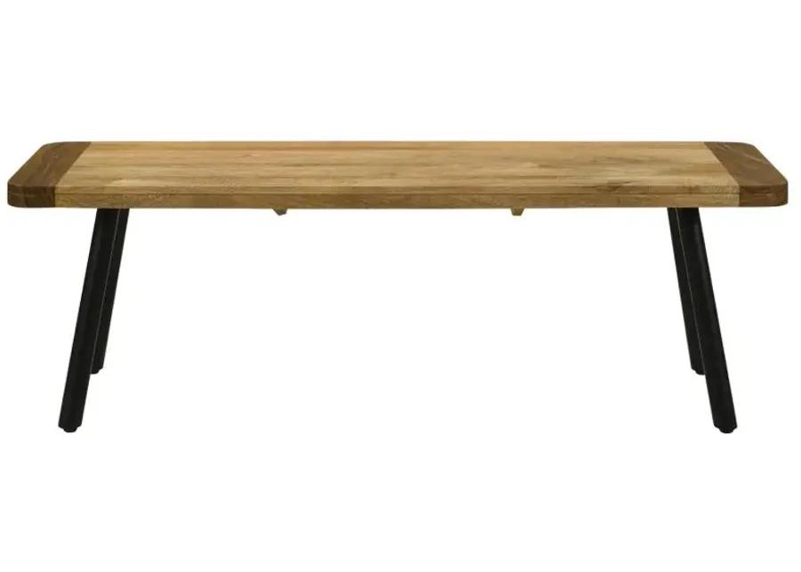 Maverick Rectangular Dining Bench Natural Mango and Black