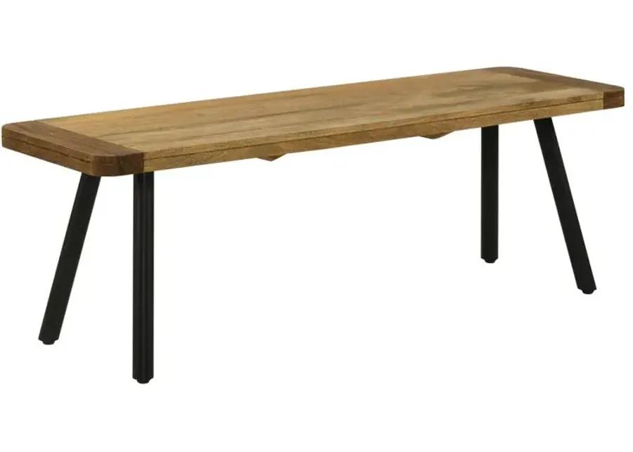 Maverick Rectangular Dining Bench Natural Mango and Black