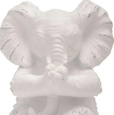 Resin, S/3 6" Stone Look Yoga Elephant, White