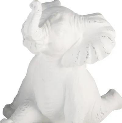 Resin, S/3 6" Stone Look Yoga Elephant, White